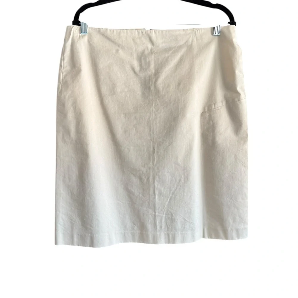 DKNY Ivory Pencil Skirt Size 14 Minimalist Quiet Luxury Coastal Chic Y54